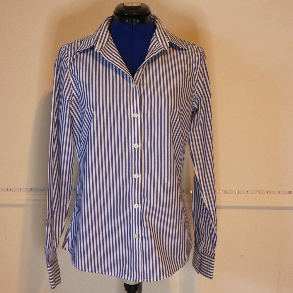 Banana Republic blue and white pinstripe shirt